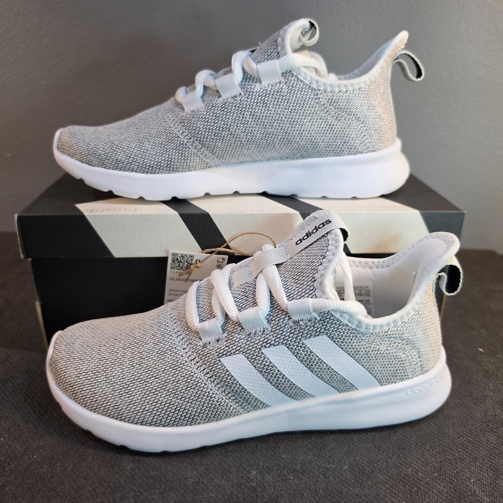 New Adidas Cloudfoam Pure 2.0 Womens Sz 5.5 Grey White Knit Primegreen H04756